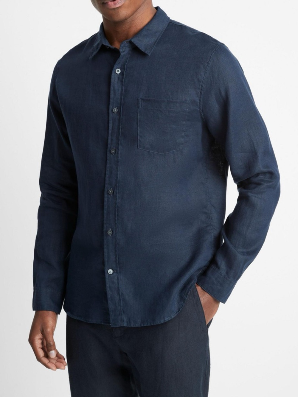 Vince Men's Dark Navy Button-Up Long Sleeve Shirt - Picture 3 of 6
